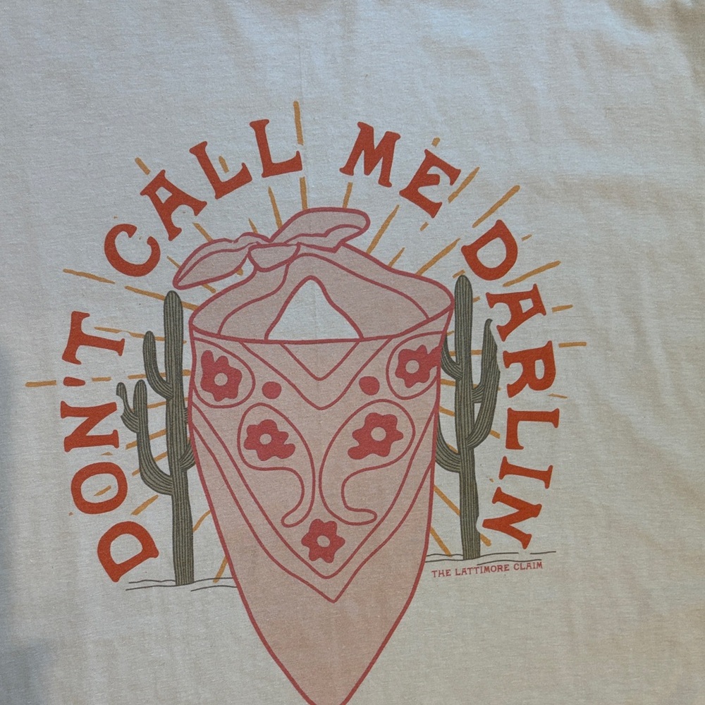 Gildan Cream Tee with Green & Orange Western Bandana Graphic